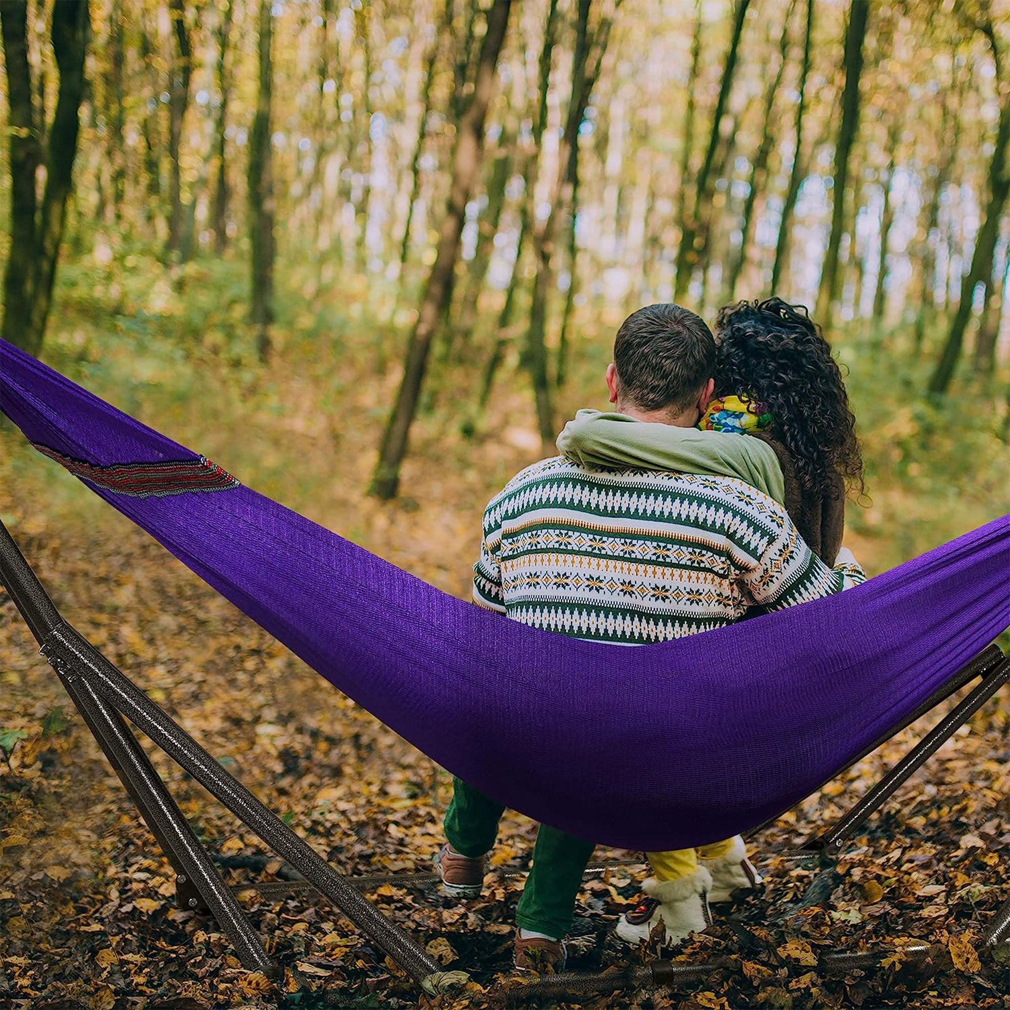 Tranquillo Universal 116" Double Hammock w/ Adj Stand & Bag, Purple(Open Box) - VMInnovations