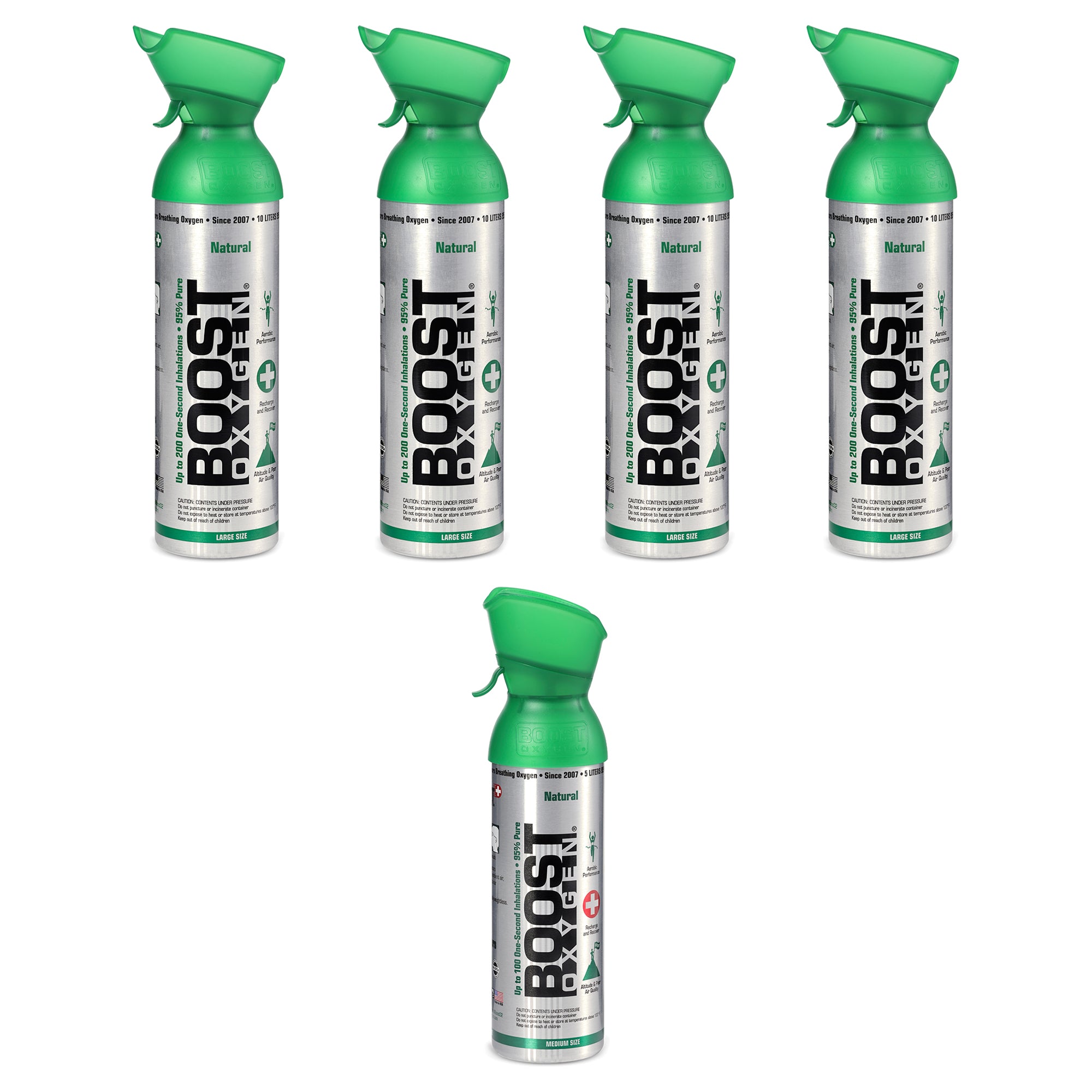 Boost Oxygen Set of 4 10 Liter with 5 Liter Canned Supplemental Oxygen Bottle