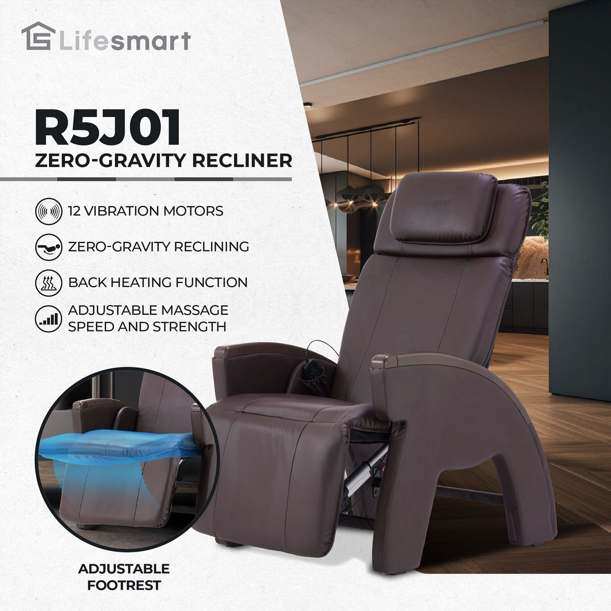 Lifesmart Zero Gravity Recliner Massage Chair with Adjustable Massage Strengths - VMInnovations