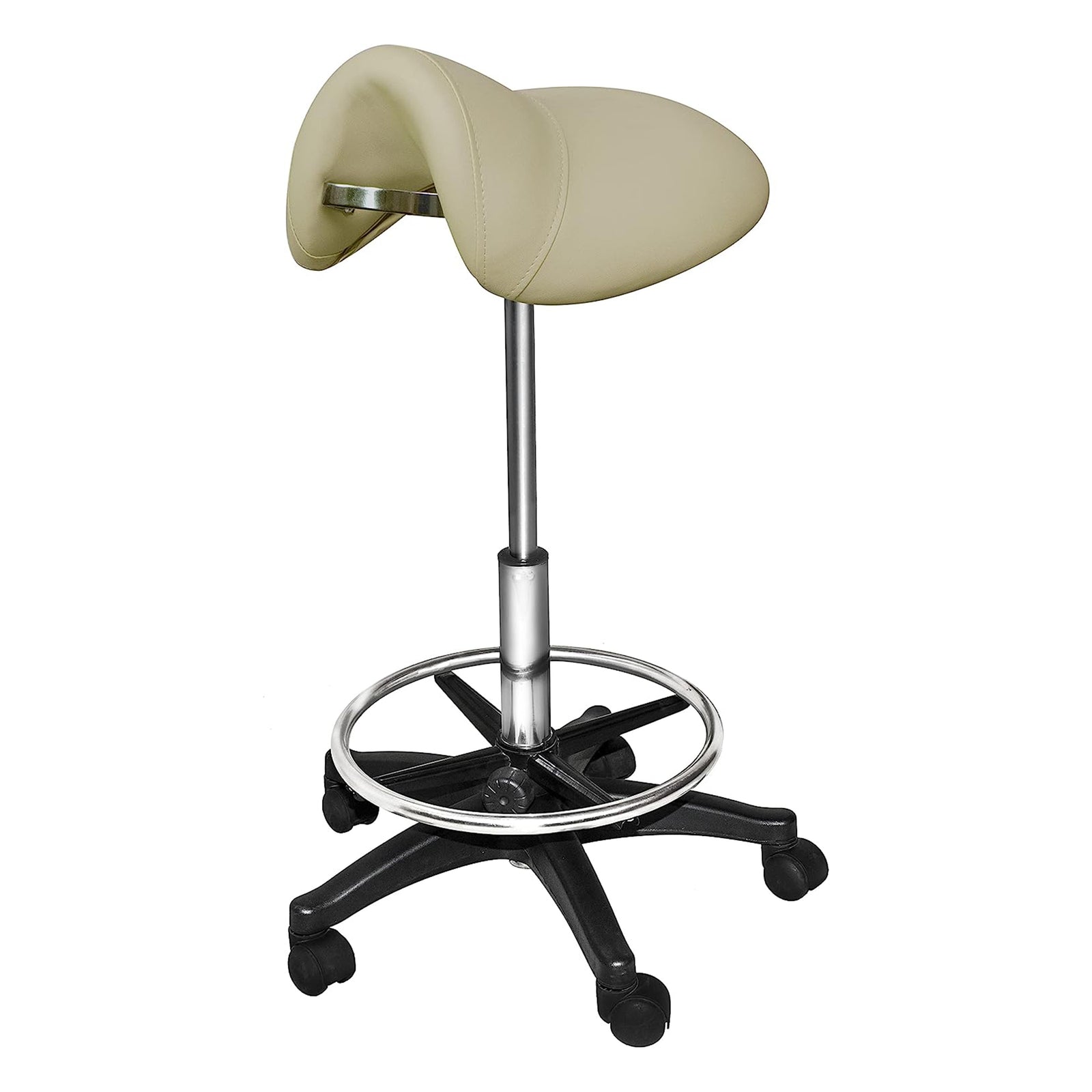 PureSana Chromium Professional James Full Rotational Saddle Cutting Stool, Tan - VMInnovations
