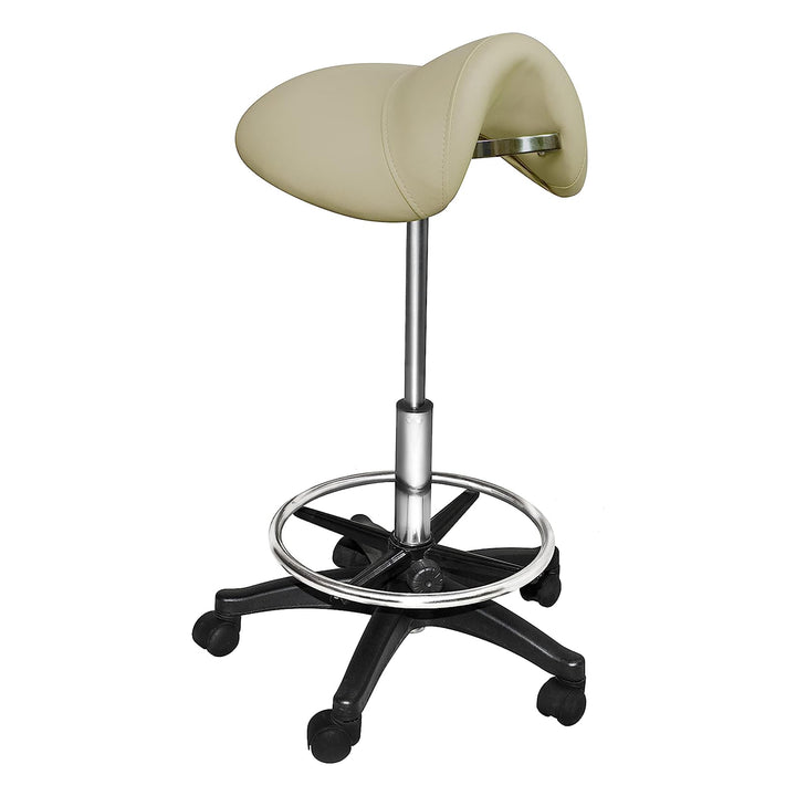 PureSana Chromium Professional James Full Rotational Saddle Cutting Stool, Tan - VMInnovations