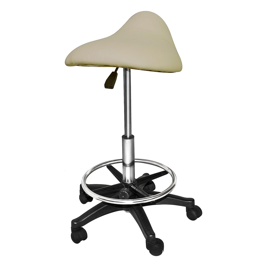PureSana Chromium Professional James Full Rotational Saddle Cutting Stool, Tan - VMInnovations