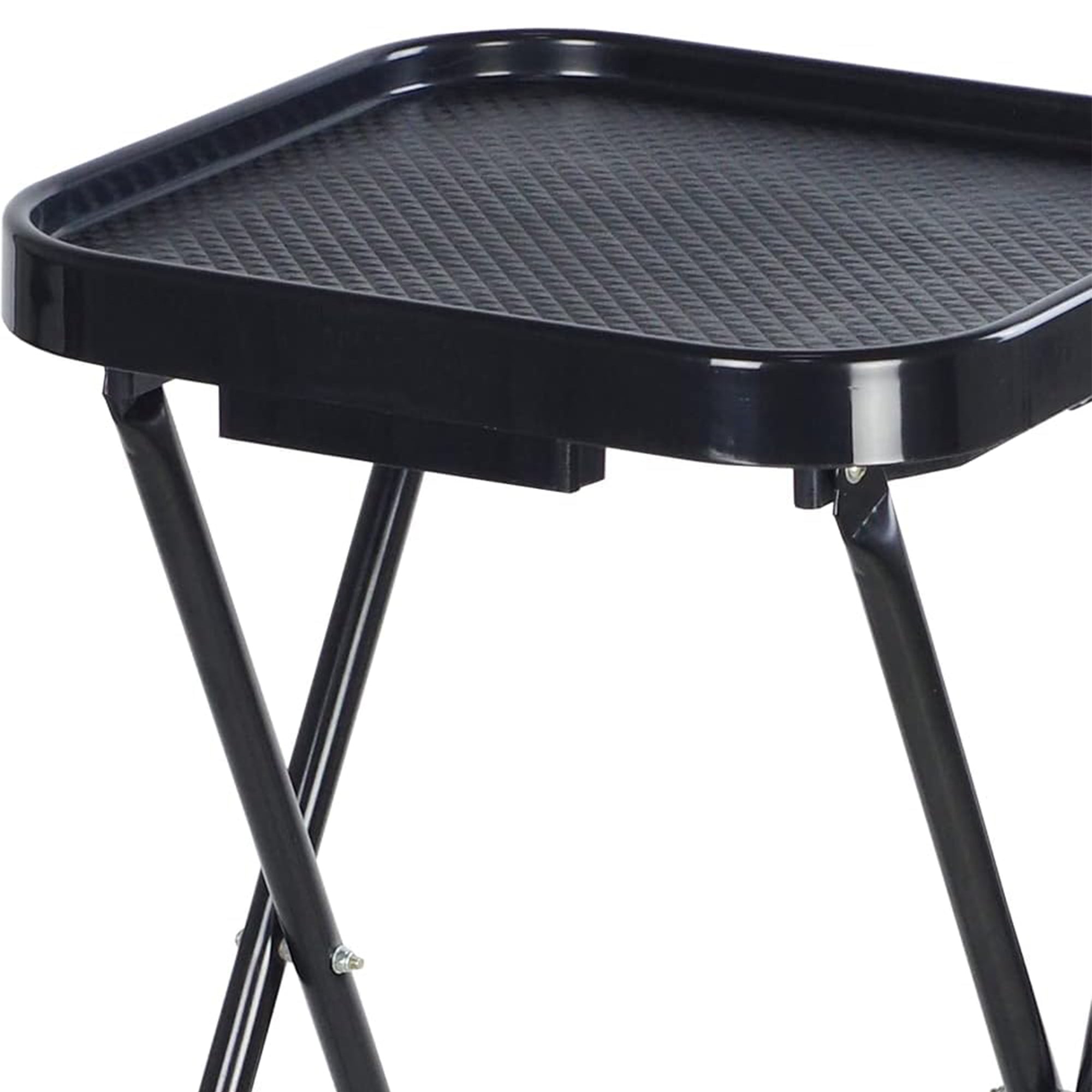 PureSana Chromium Professional Foldaway Salon Service Tray with Wheels, Black - VMInnovations