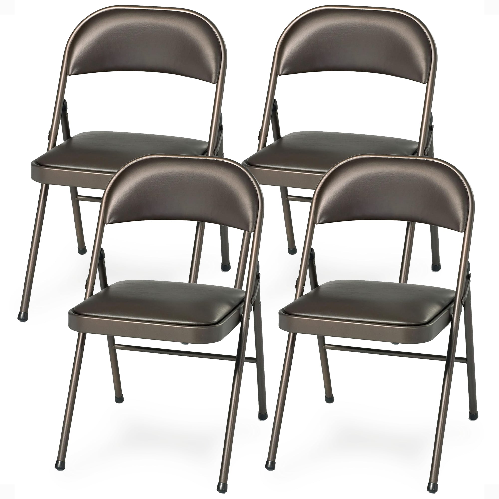 MECO Sudden Comfort Deluxe Cinnabar Vinyl Seat Padded Folding Chair, (Set of 4)