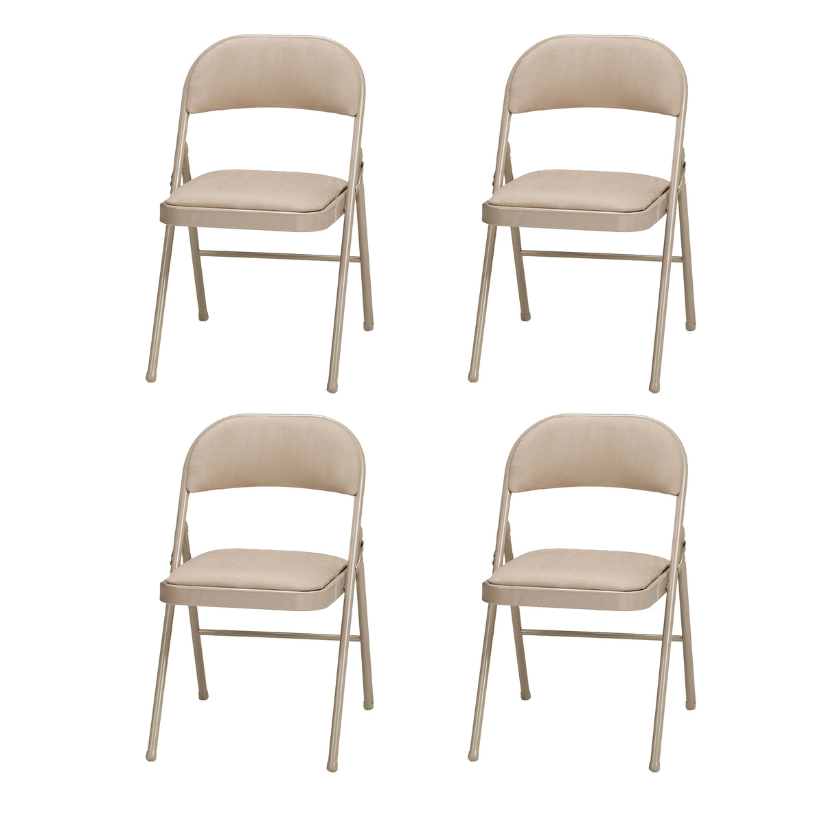MECO Sudden Comfort Deluxe Sand Fabric Padded Folding Chair, Buff (Set of 4)