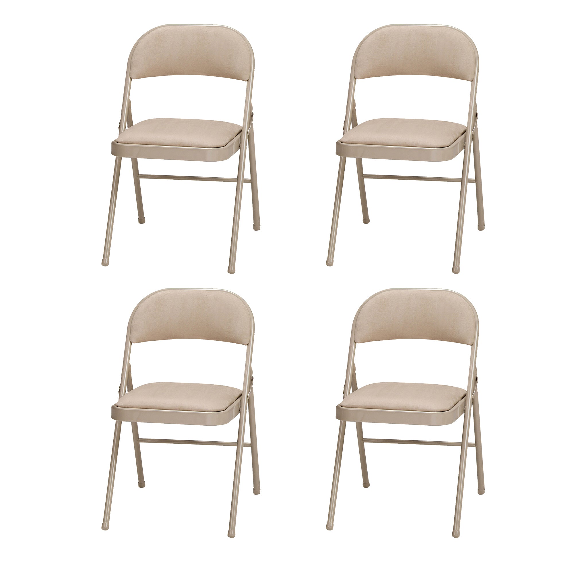 MECO Sudden Comfort Deluxe Sand Fabric Padded Folding Chair, Buff (Set of 4) - VMInnovations