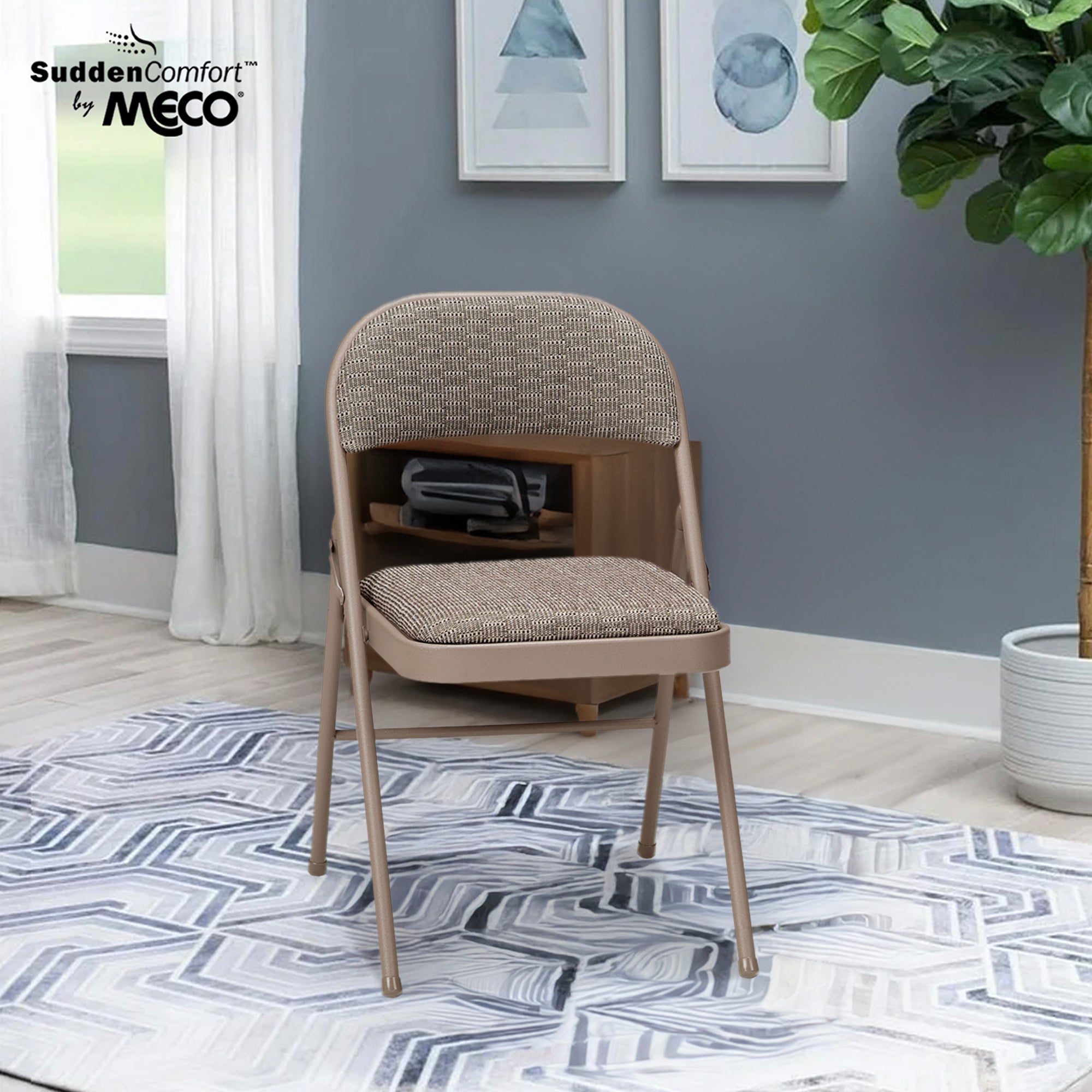 MECO Sudden Comfort Deluxe Courtyard Fabric Padded Folding Chair, (Set of 4) - VMInnovations