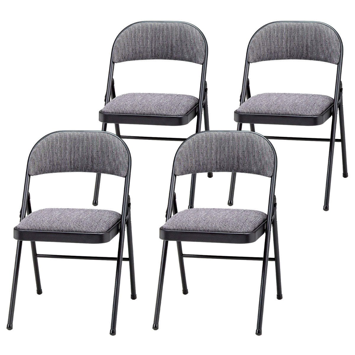 MECO Sudden Comfort Deluxe Mist Fabric Padded Folding Chair, Black (4pc) (Used)