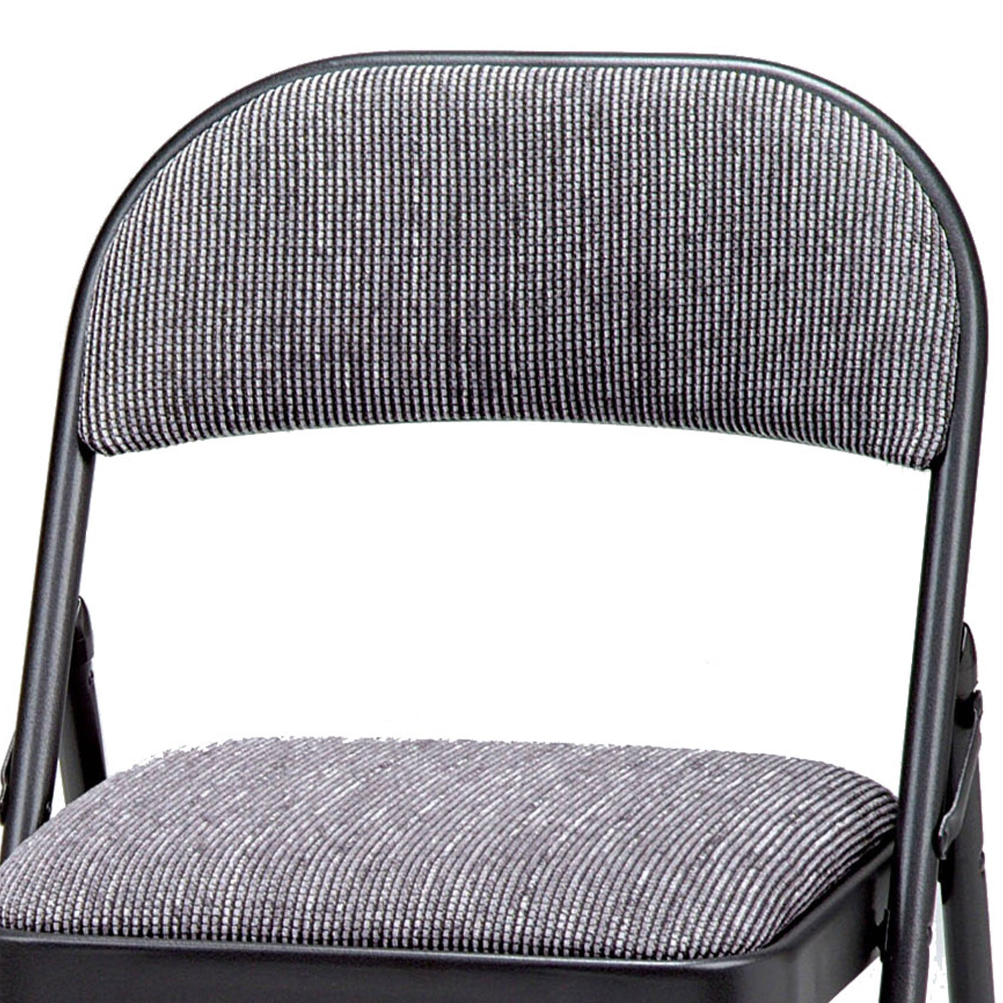 MECO Sudden Comfort Deluxe Mist Fabric Padded Folding Chair,Black(4Pk)(Open Box) - VMInnovations