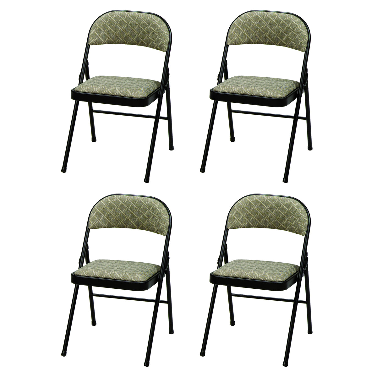 MECO Sudden Comfort Deluxe Zuni Fabric Padded Folding Chair, Black (Set of 4)
