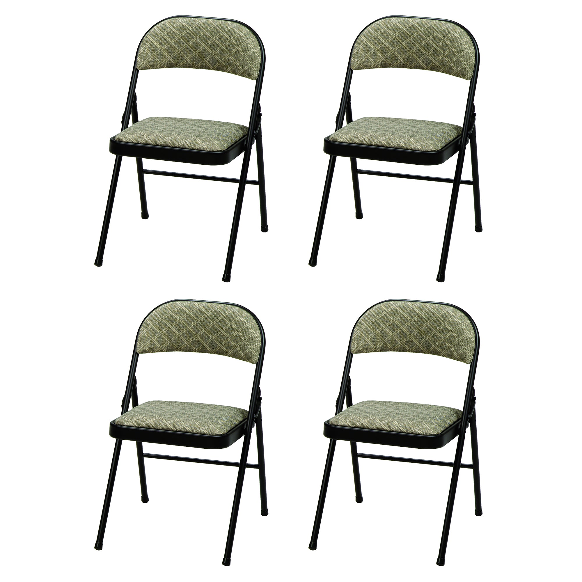 MECO Sudden Comfort Deluxe Zuni Fabric Padded Folding Chair, Black (Set of 4) - VMInnovations