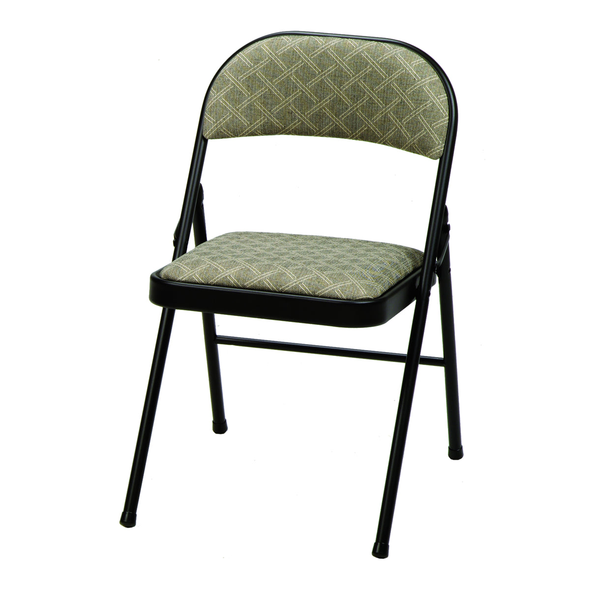 MECO Sudden Comfort Deluxe Zuni Fabric Padded Folding Chair, Black (Set of 4)