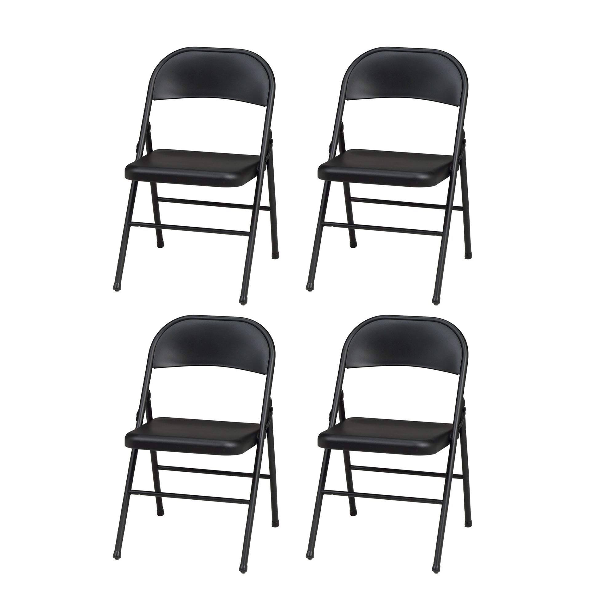 MECO Sudden Comfort All Steel Indoor Outdoor Folding Chair, Black Lace(Set of 4)