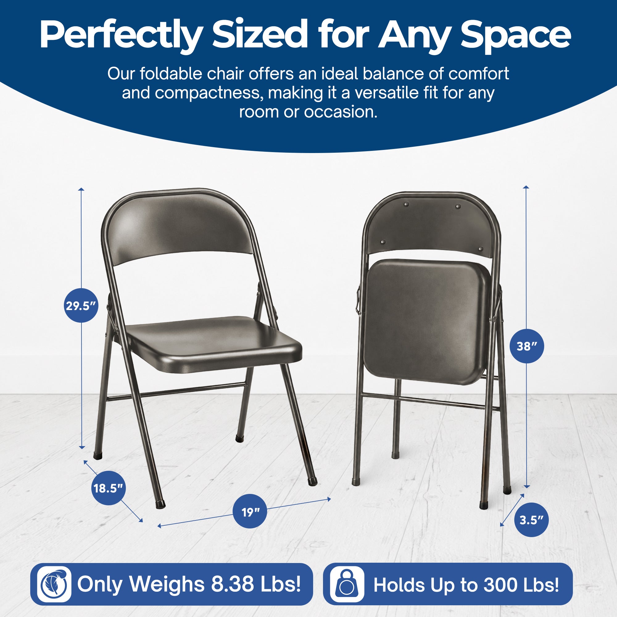MECO Sudden Comfort All Steel Indoor Outdoor Folding Chair, Cinnabar (Set of 4)