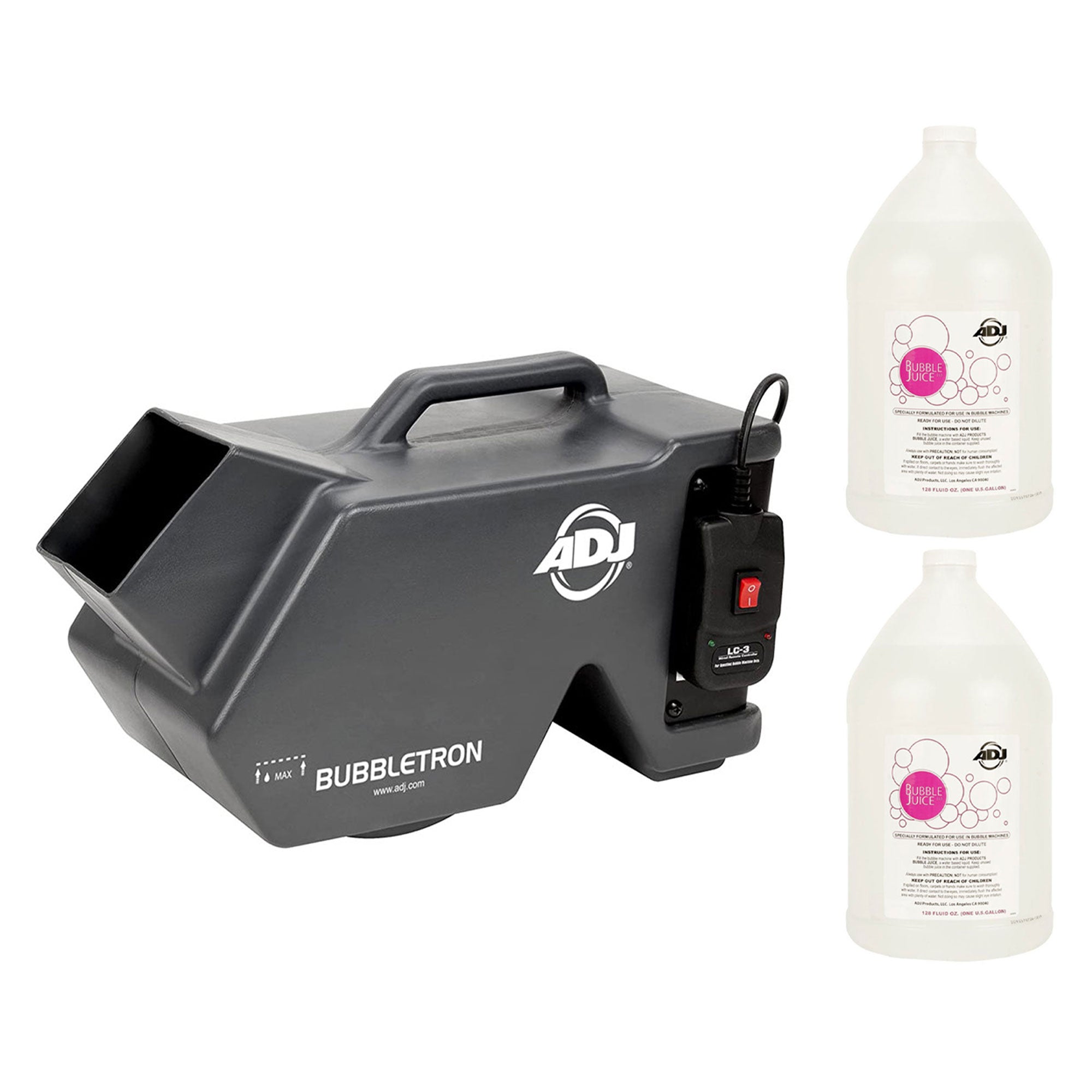 ADJ Professional Automatic Bubble Machine with Juice Fluid Containers, (2 Pack)