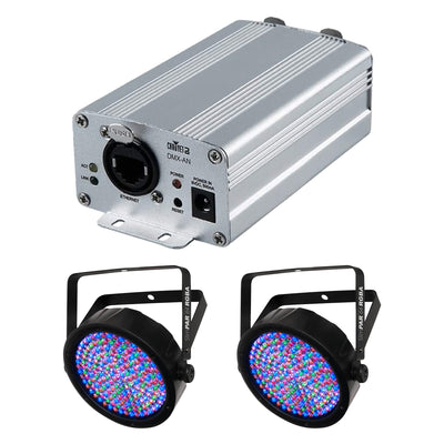 CHAUVET DJ DMXAN2 ArtNet/sACN Node & SlimPAR 64 RGBA LED Can Lights, 2 Pack