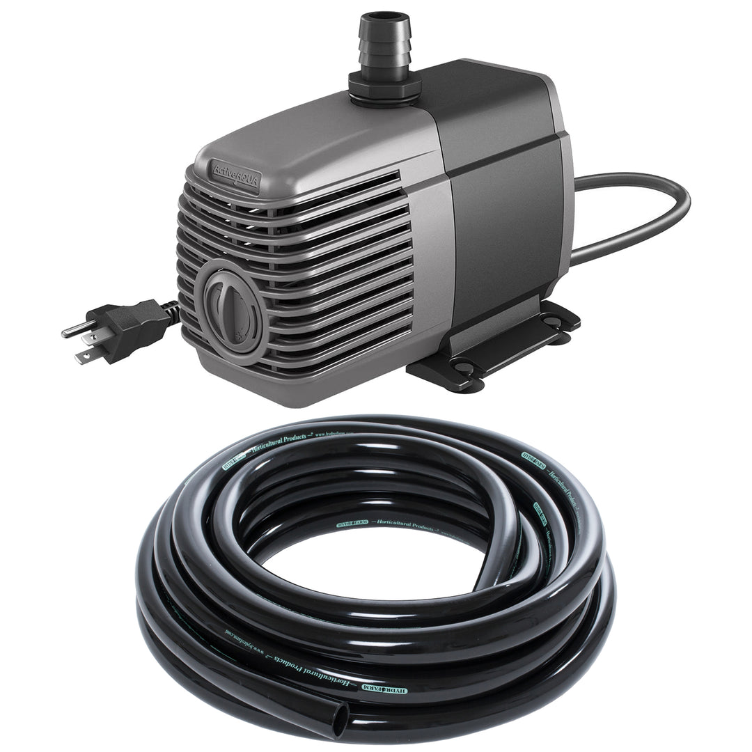 Active Aqua 550 GPH Submersible Water Pump and 25 Foot Vinyl Irrigation Tubing - VMInnovations