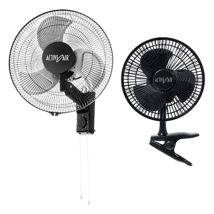 Hydrofarm 16" Oscillating Tilt Fan & Active Air 8" Clip On Brushless Motor Fan - VMInnovations