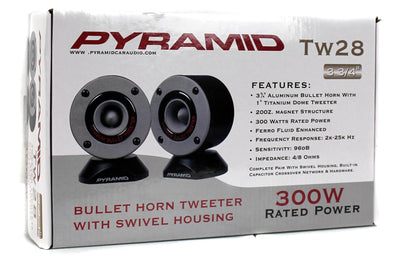 Pyramid 3.75" 300W LOUD Car Audio Aluminum Bullet Horn Tweeters, Pair | TW28