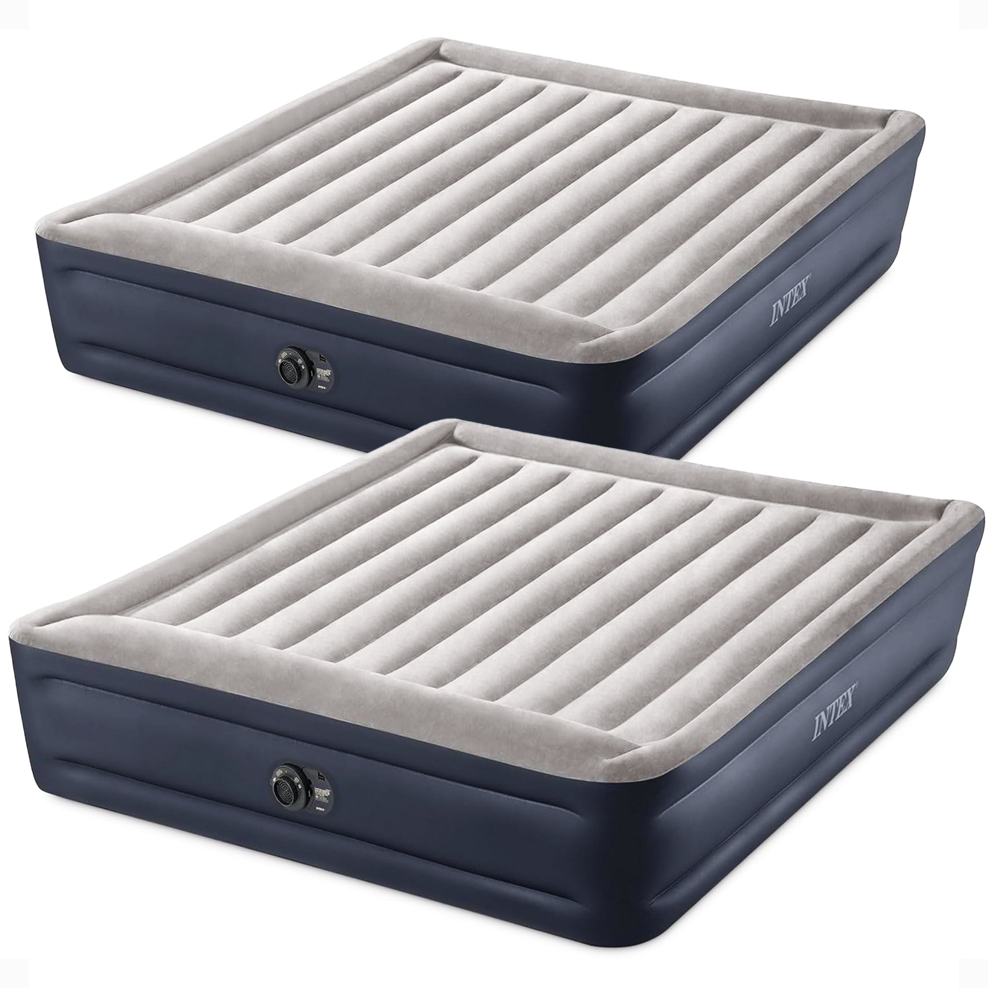 Intex Dura Beam Plus Deluxe Airbed, Air Mattress w/Built In Pump, King (2 Pack) - VMInnovations