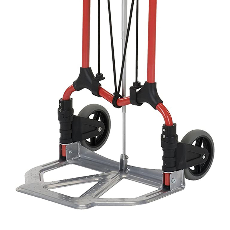 Magna Cart Personal MCI Folding Hand Truck w/Rubber Wheels, Red/Silver (2 Pack)