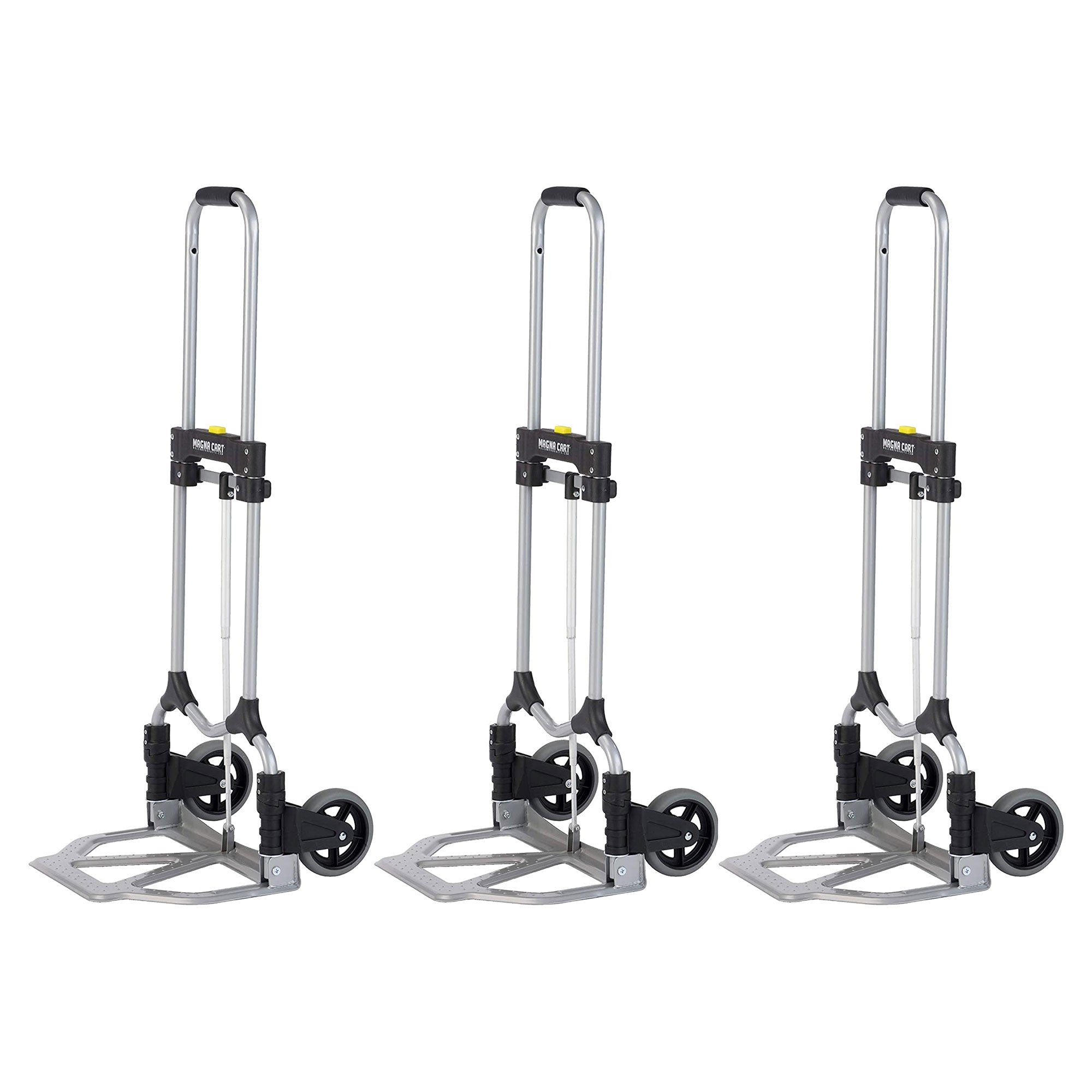 Magna Cart Personal 160lb Capacity MCI Folding Alloy Steel Hand Truck (3 Pack)