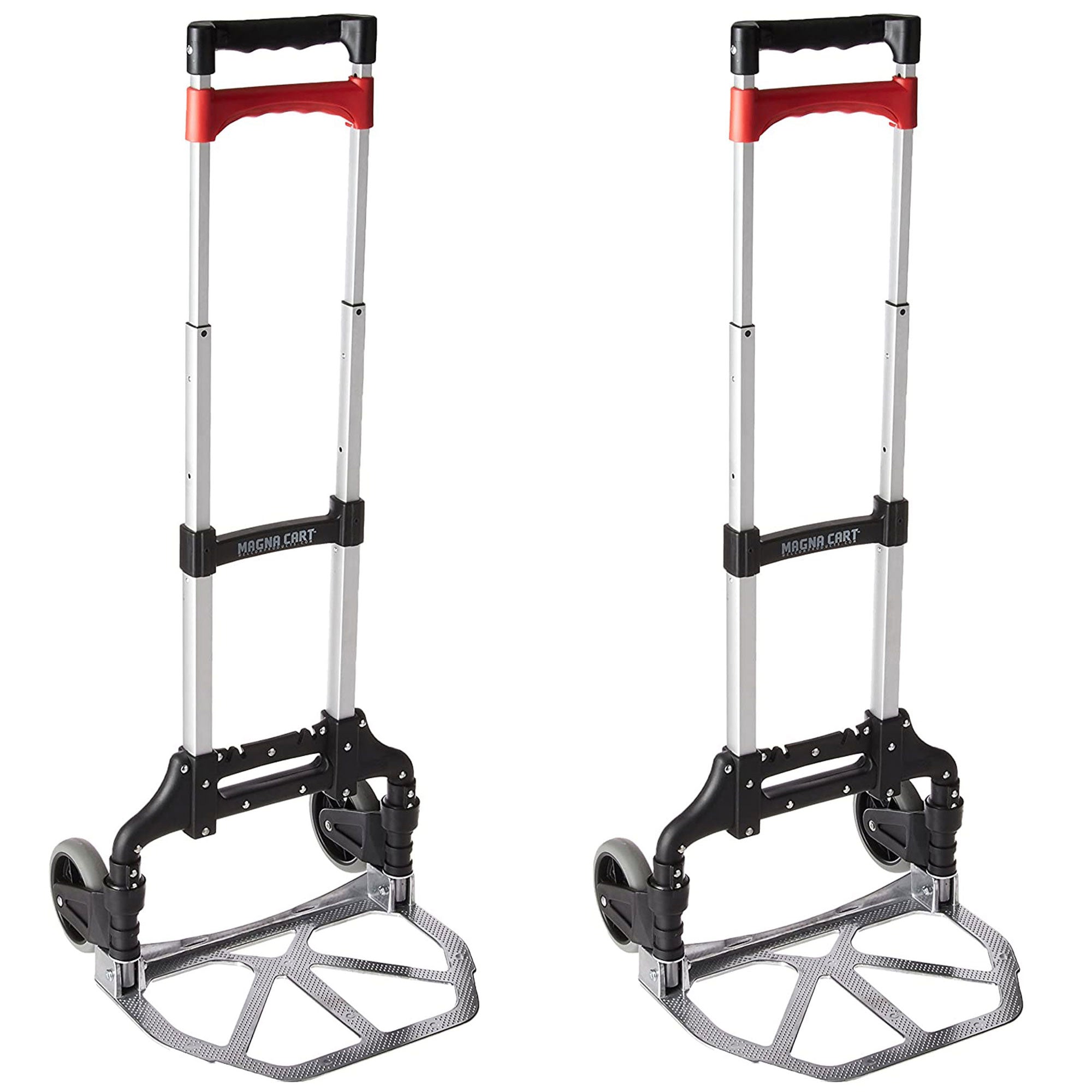 Magna Cart Personal MCI Folding Hand Truck with Rubber Wheels, Black (2 Pack) - VMInnovations