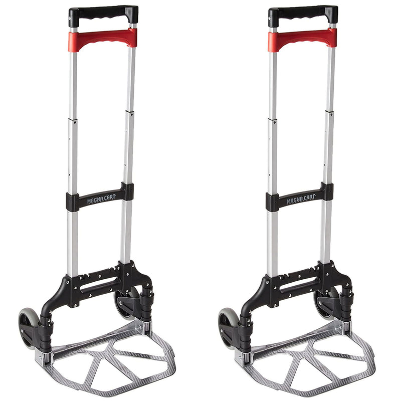 Magna Cart Personal MCI Folding Hand Truck with Rubber Wheels, Black (2 Pack)