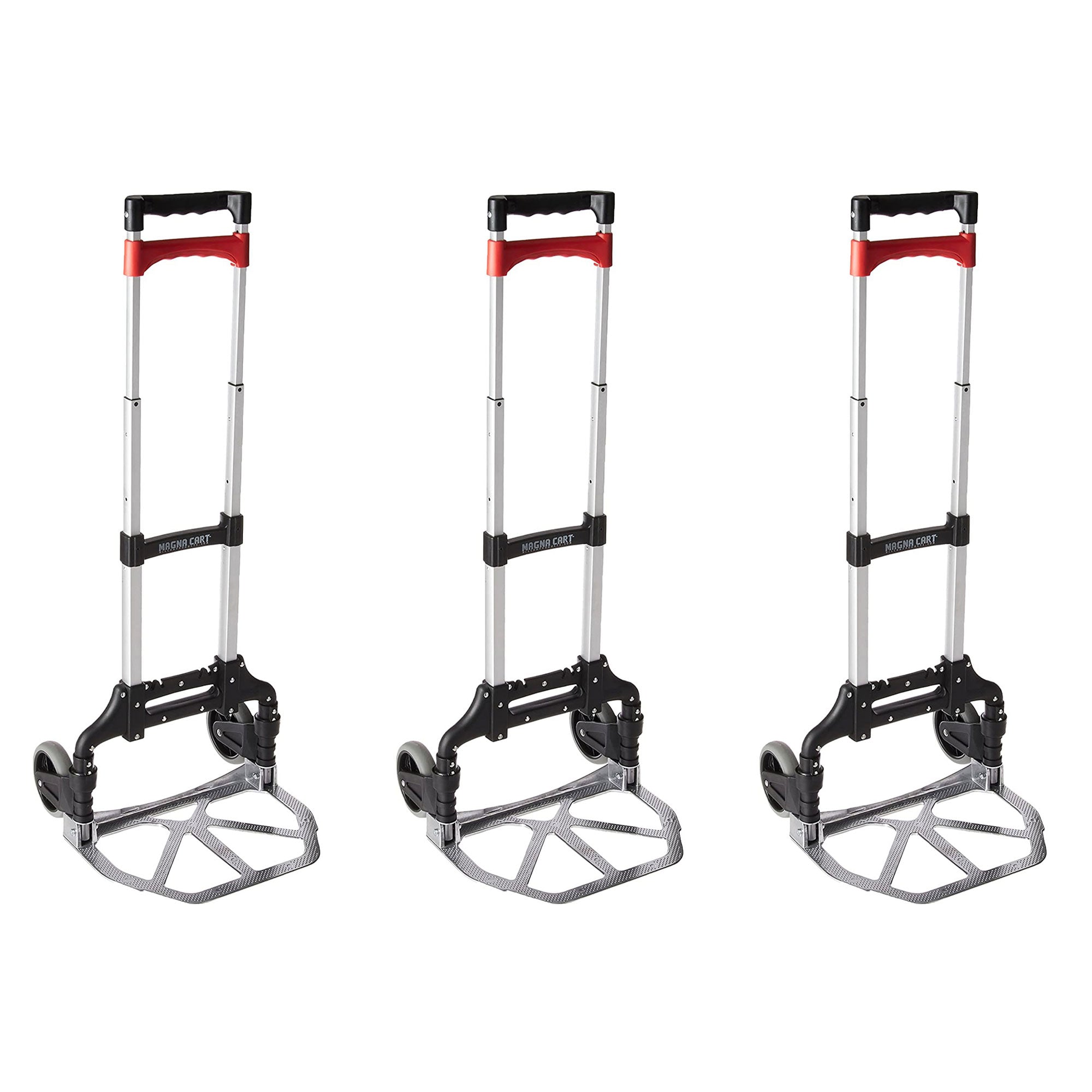 Magna Cart Personal MCI Folding Hand Truck with Rubber Wheels, Black (3 Pack) - VMInnovations