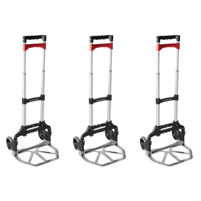 Magna Cart Personal MCI Folding Hand Truck with Rubber Wheels, Black (3 Pack)
