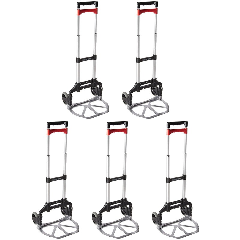 Magna Cart Personal MCI Folding Hand Truck with Rubber Wheels, Black (5 Pack)