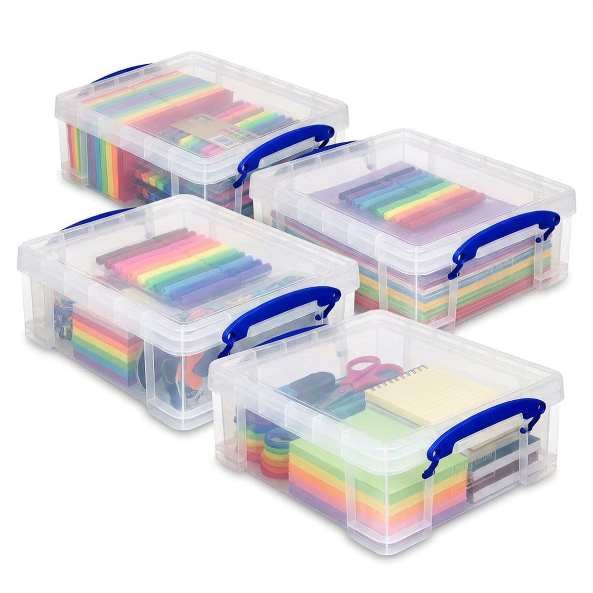 Really Useful Box Plastic Storage Container w/ Clip Lock Handle 4 pk (Open Box) - VMInnovations