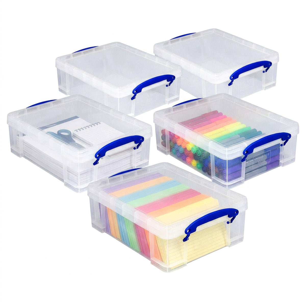 Really Useful Box 8.1L Plastic Storage Container with Clip Lock Handle (5 Pack)