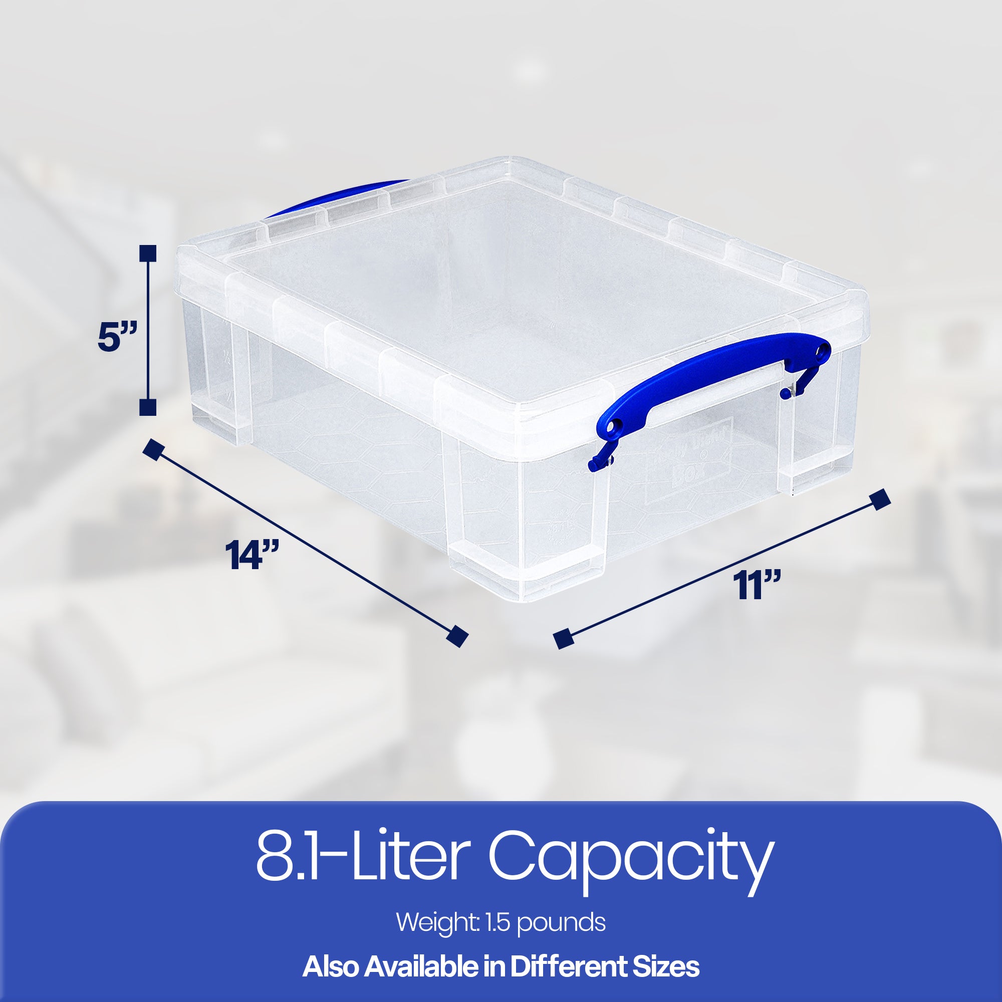 Really Useful Box 8.1L Plastic Storage Container with Clip Lock Handle (10 Pack) - VMInnovations