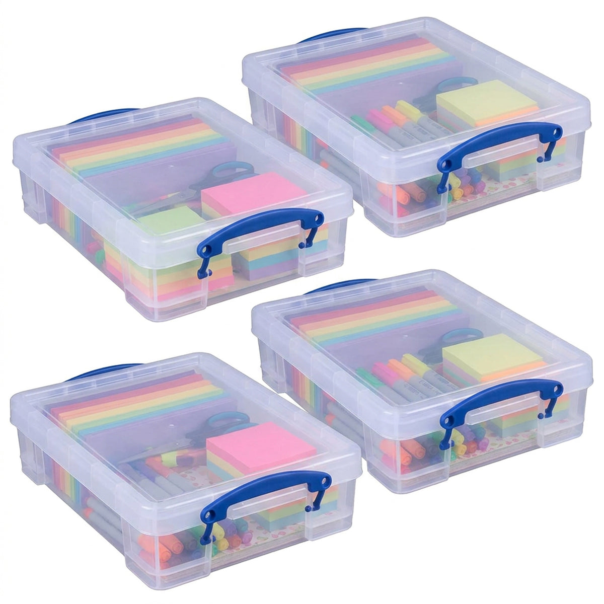 Really Useful Box 4L Storage Container with Lid and Clip Lock Handles, (4 Pack)