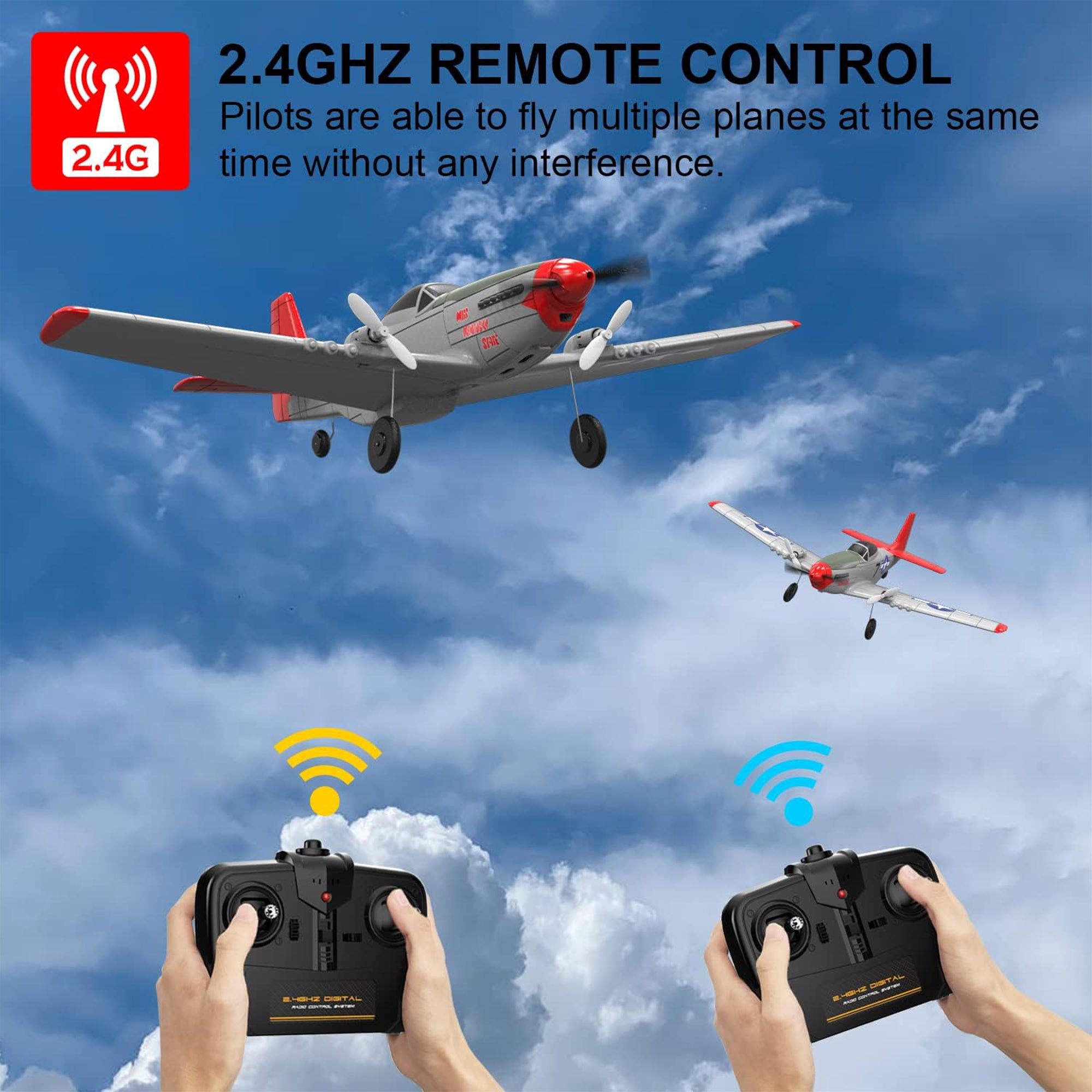 VOLANTEXRC Mustang Beginner 2-CH RC Flying Airplane w/Gyro Stabilizer, Red(Used) - VMInnovations