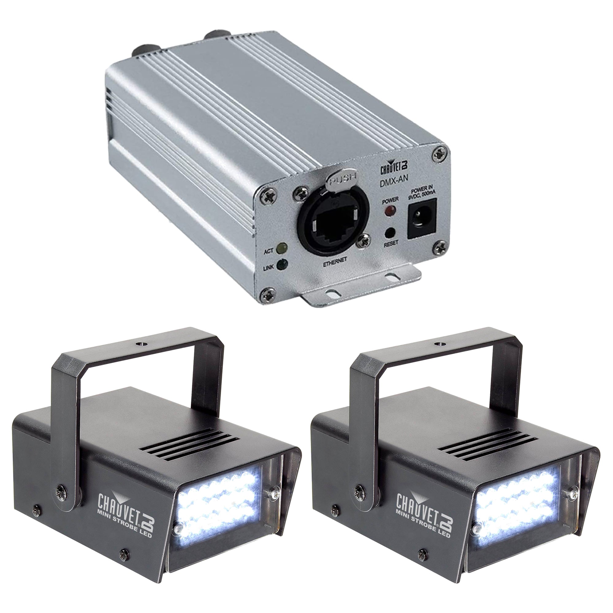 CHAUVET DJ DMXAN2 ArtNet/sACN Node & Mini LED Strobe Light Effect Fixture,2-Pack