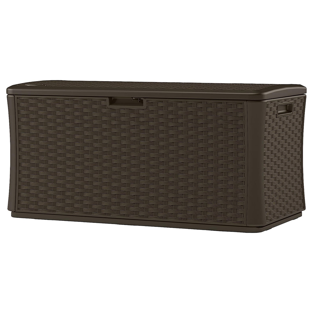 Suncast 134 Gallon All-Weather UV-Resistant Outdoor Patio Storage Deck Box, Java - VMInnovations