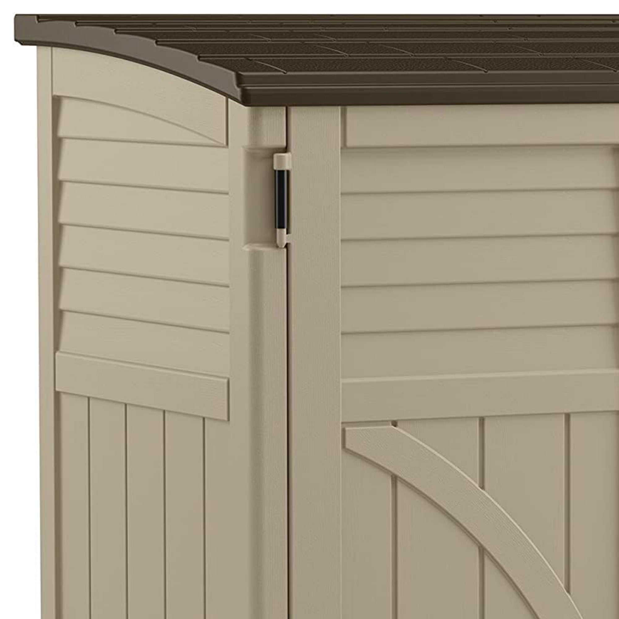Suncast 34 Cubic Feet Horizontal Compact Storage Shed for Outdoor Spaces, Sand - VMInnovations
