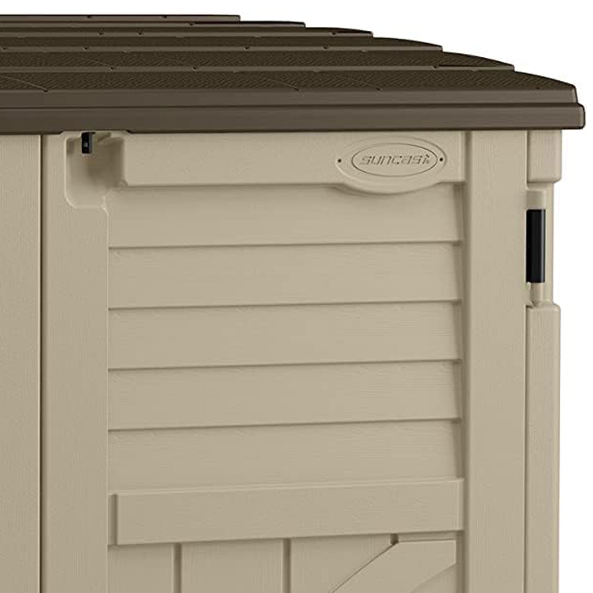 Suncast 34 Cubic Feet Horizontal Compact Storage Shed for Outdoor Spaces, Sand - VMInnovations
