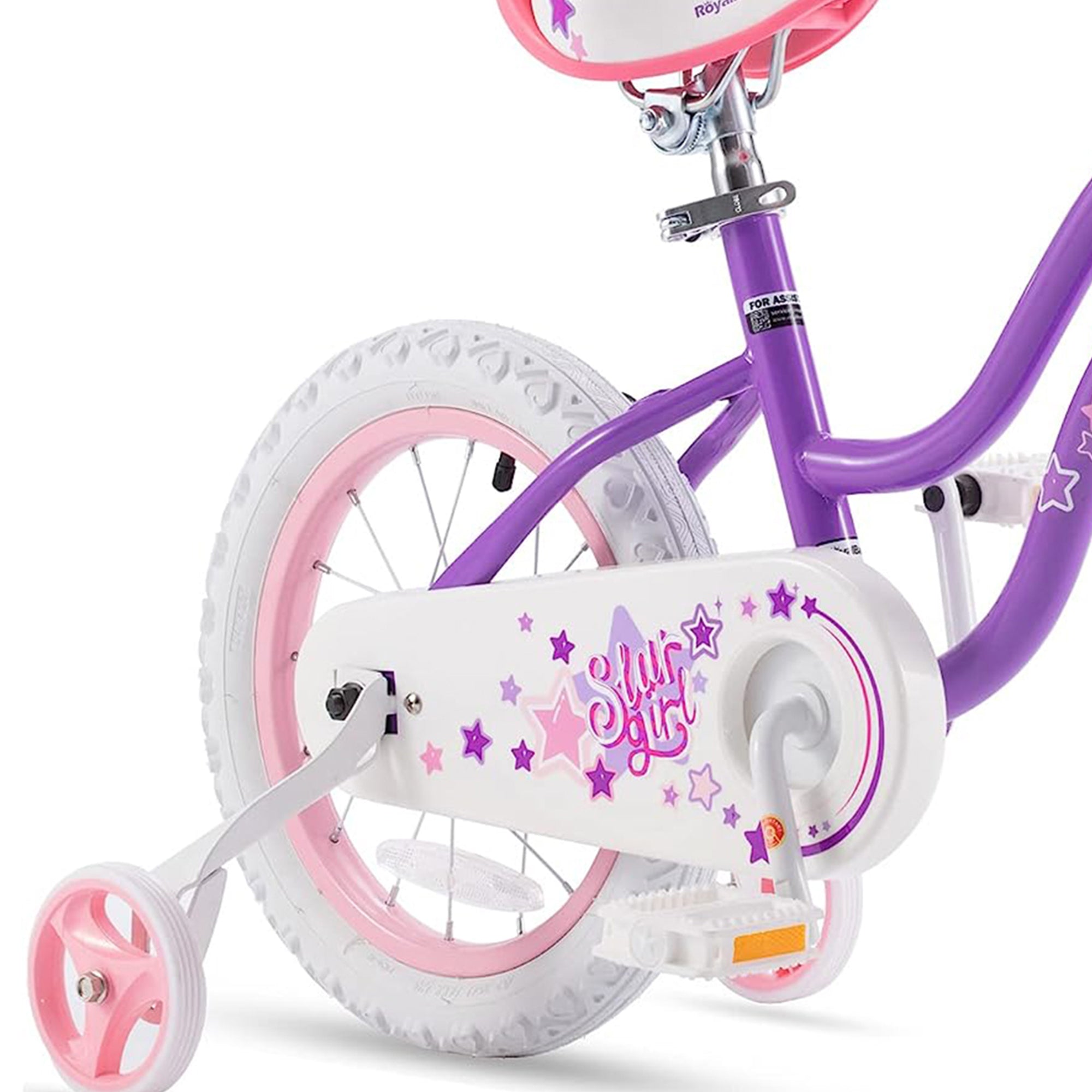 RoyalBaby Stargirl 16" Kids Bicycle with Kickstand and Training Wheels, Purple - VMInnovations