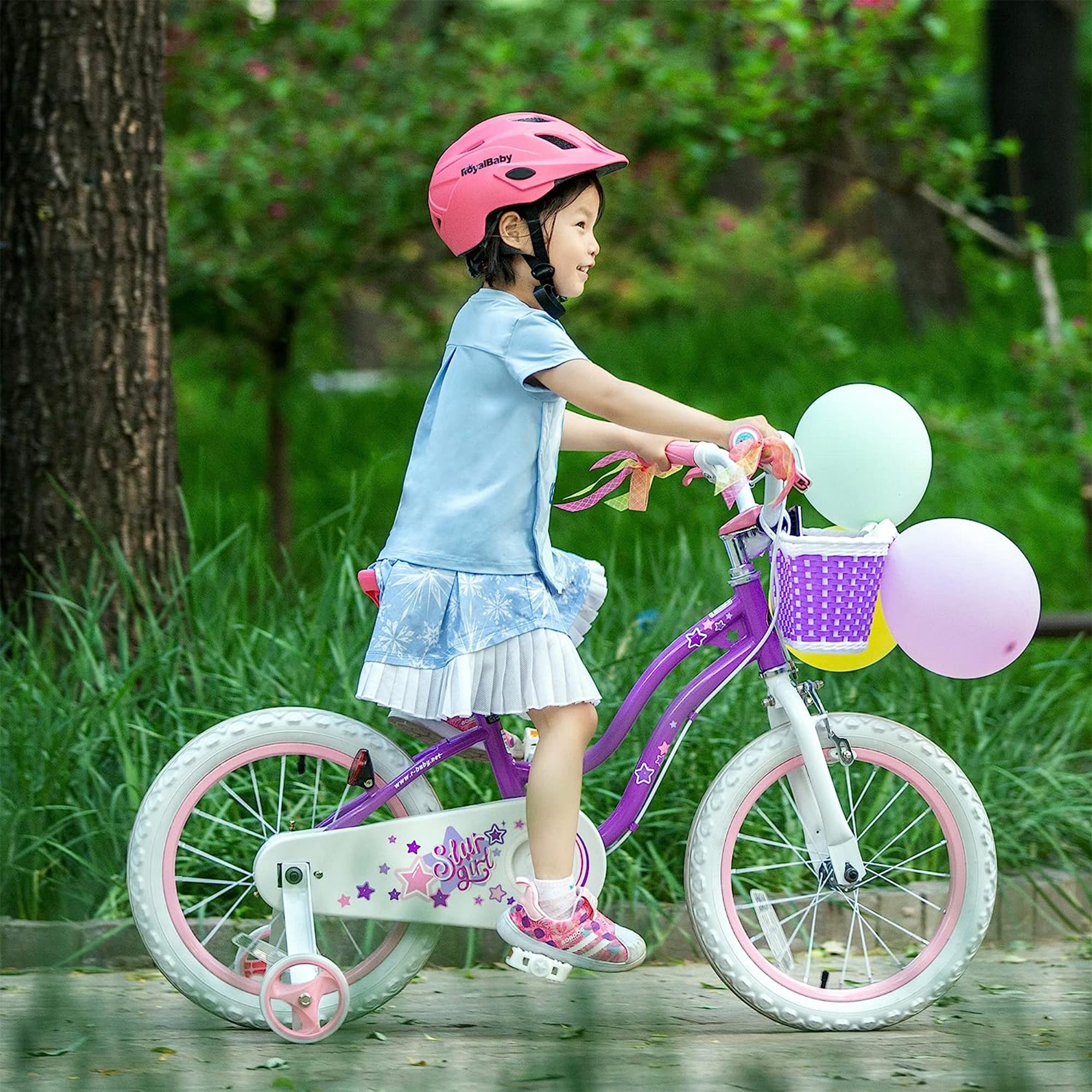 RoyalBaby Stargirl 12" Bicycle w/Basket, Bell & Training Wheels,Purple(Open Box) - VMInnovations