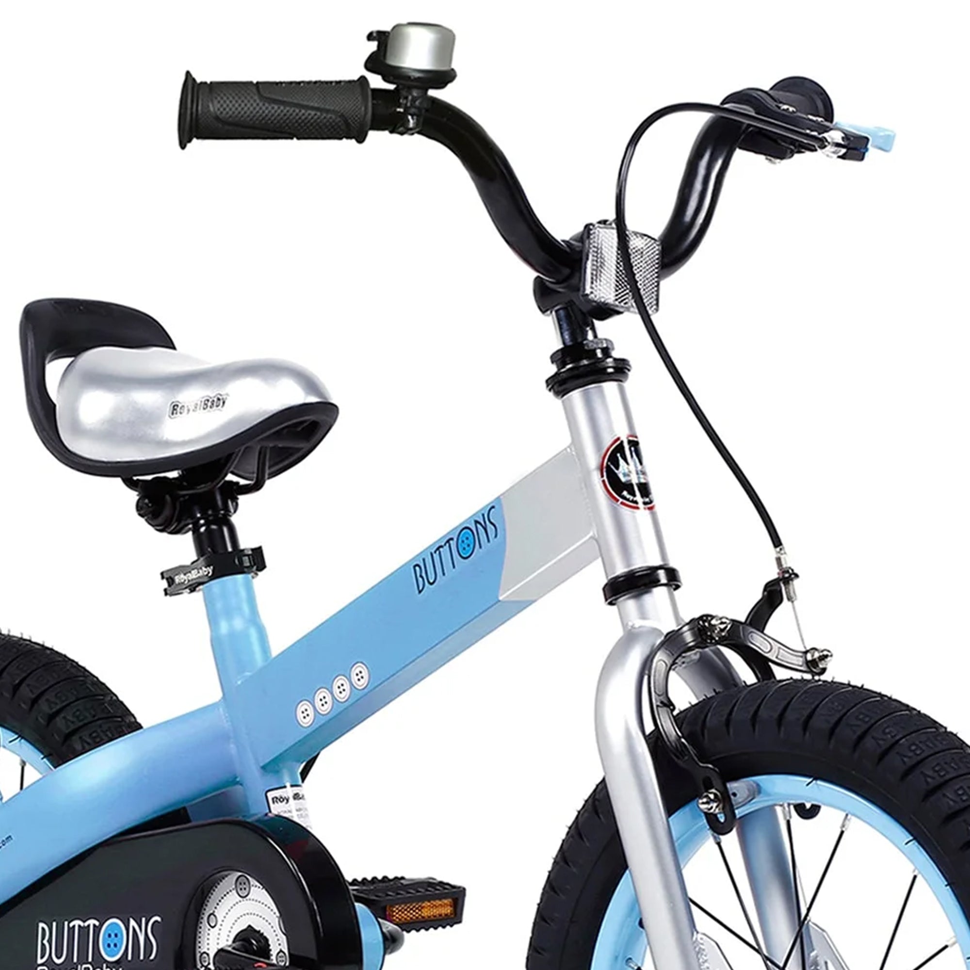 RoyalBaby Cubetube Button 12" Bike with Training Wheels, Matte Blue (Open Box) - VMInnovations