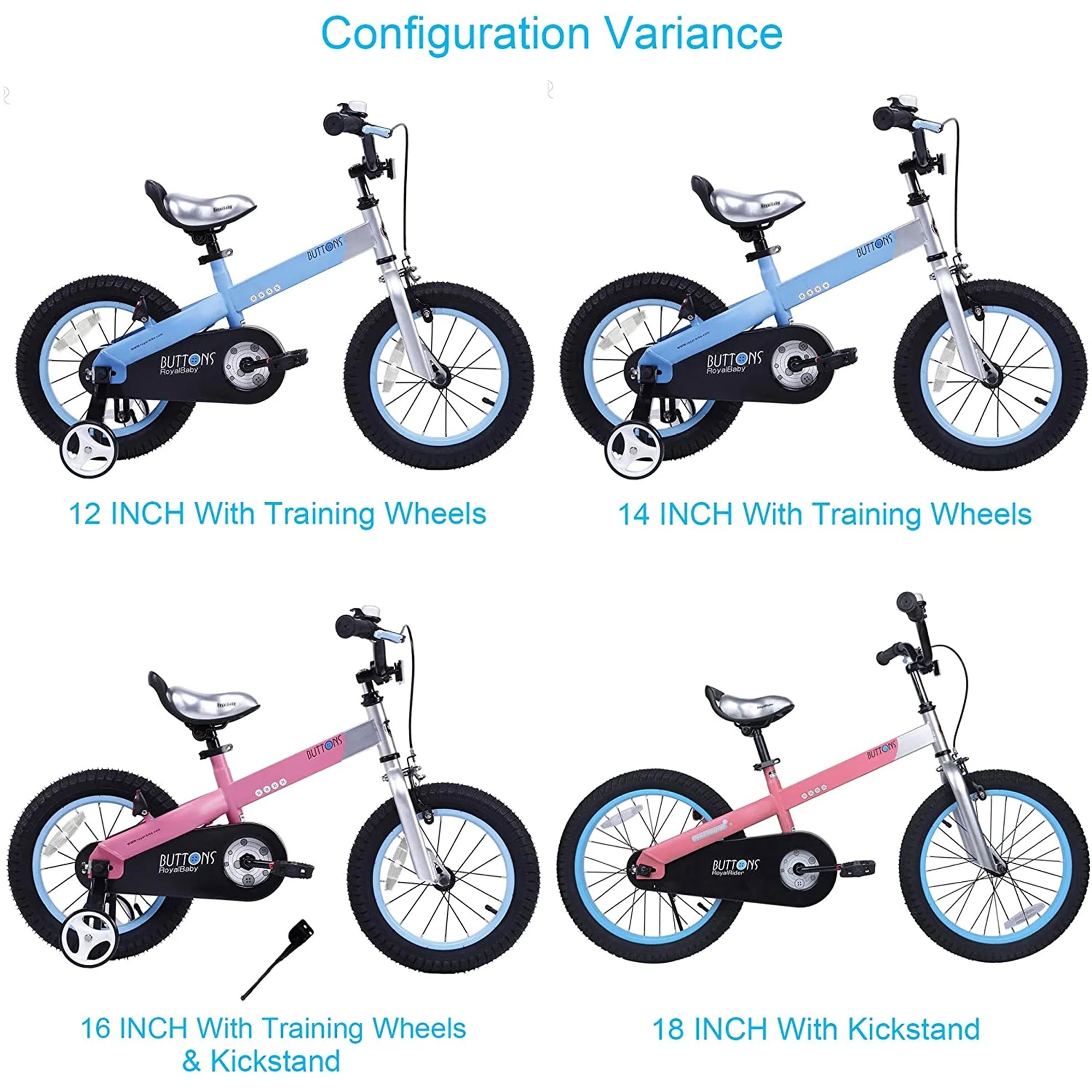 RoyalBaby Cubetube Button 12" Kids Bike with Training Wheels, Matte Blue (Used) - VMInnovations