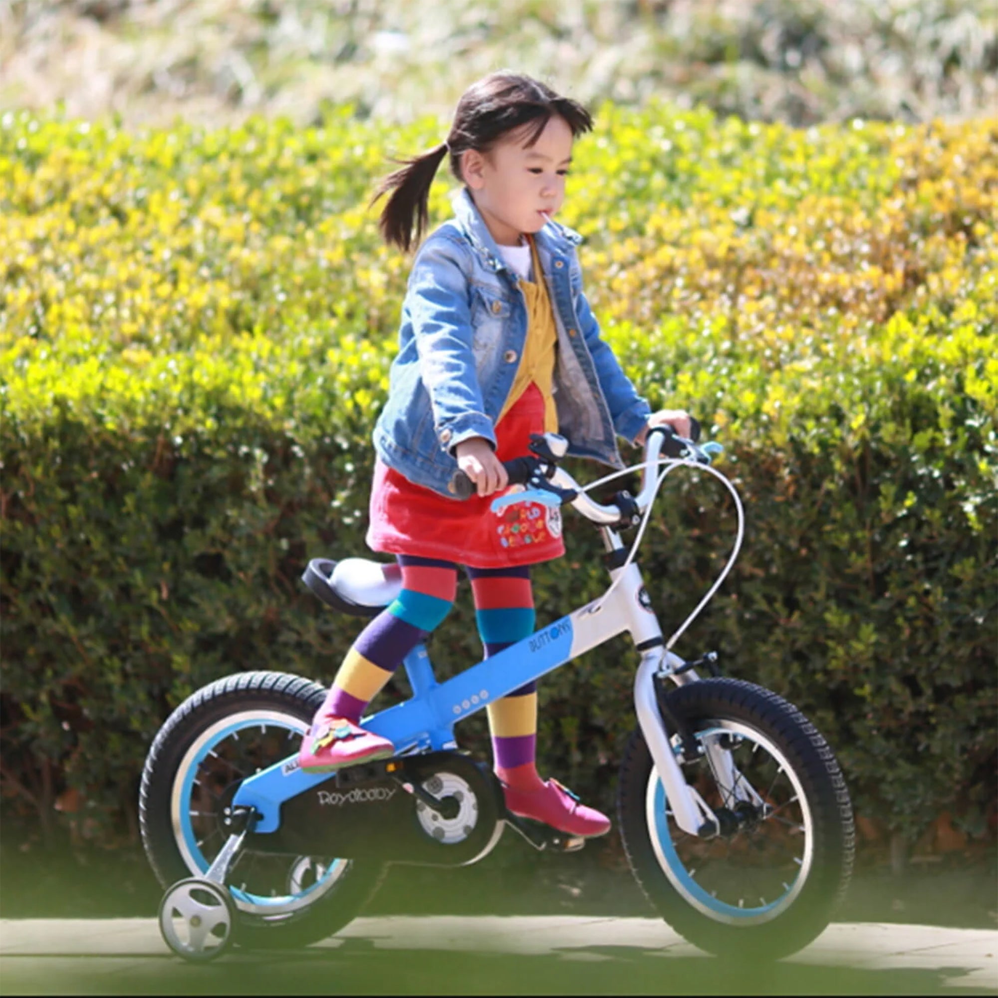 RoyalBaby Cubetube Button 12" Kids Bike with Training Wheels, Matte Blue (Used) - VMInnovations