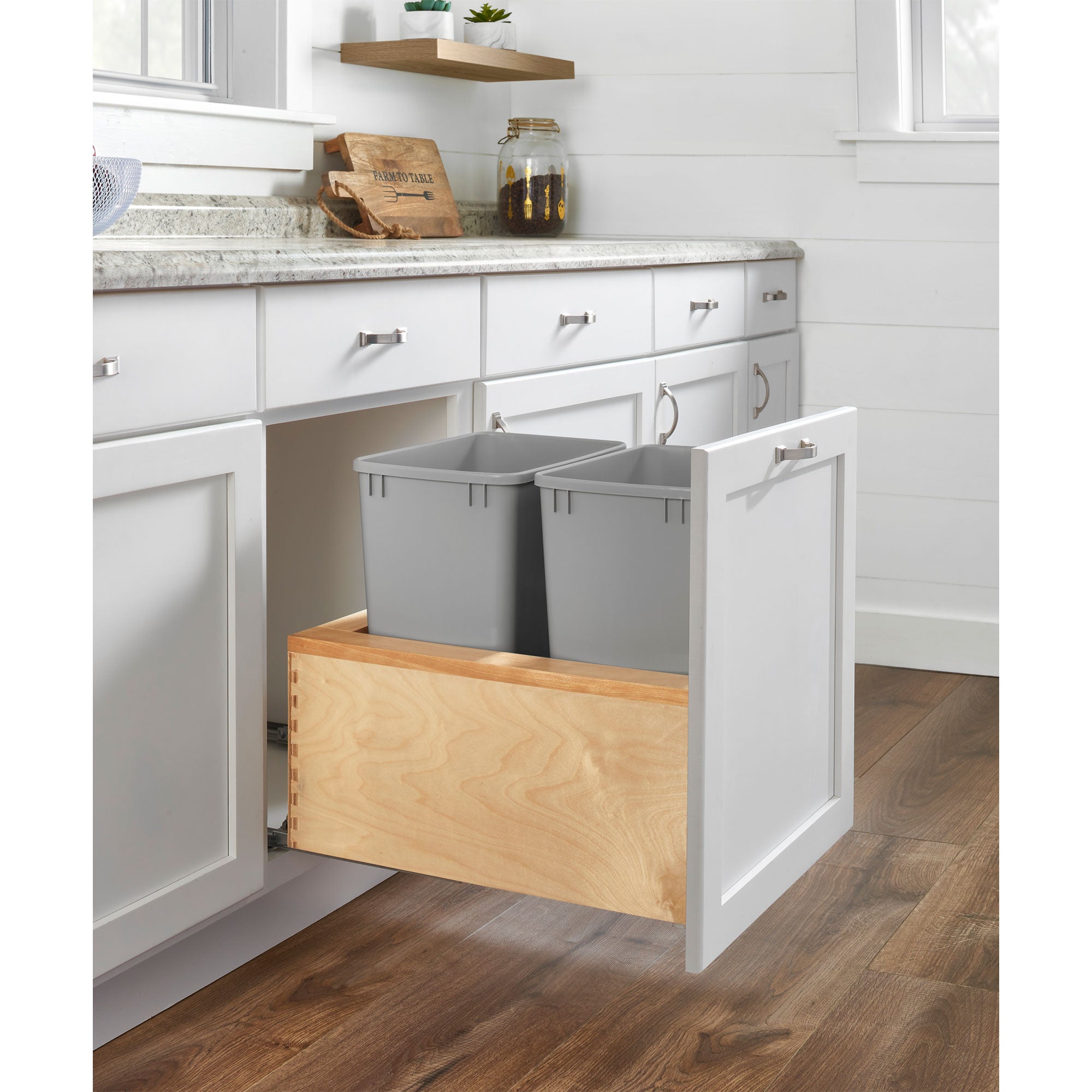 Rev-A-Shelf Pullout Trash Can for Kitchen Cabinet w/ Soft-close, 4VL-2132DM-2 - VMInnovations