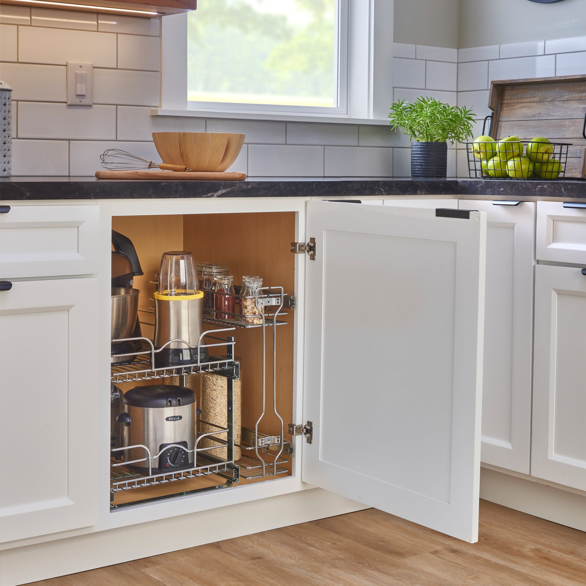 Rev-A-Shelf 18" Pullout Side Mount Two-Tier Kitchen Cabinet Organizer, 548-06CR-1 - VMInnovations