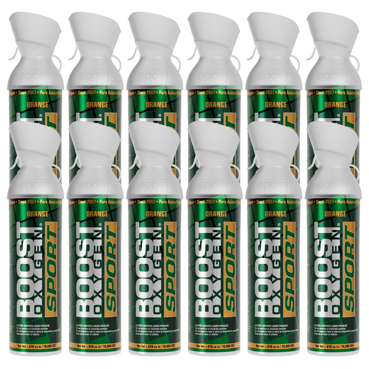 Boost Oxygen Large SPORT Orange Aroma 10 Liter Canister for Support, (12 Pack) - VMInnovations