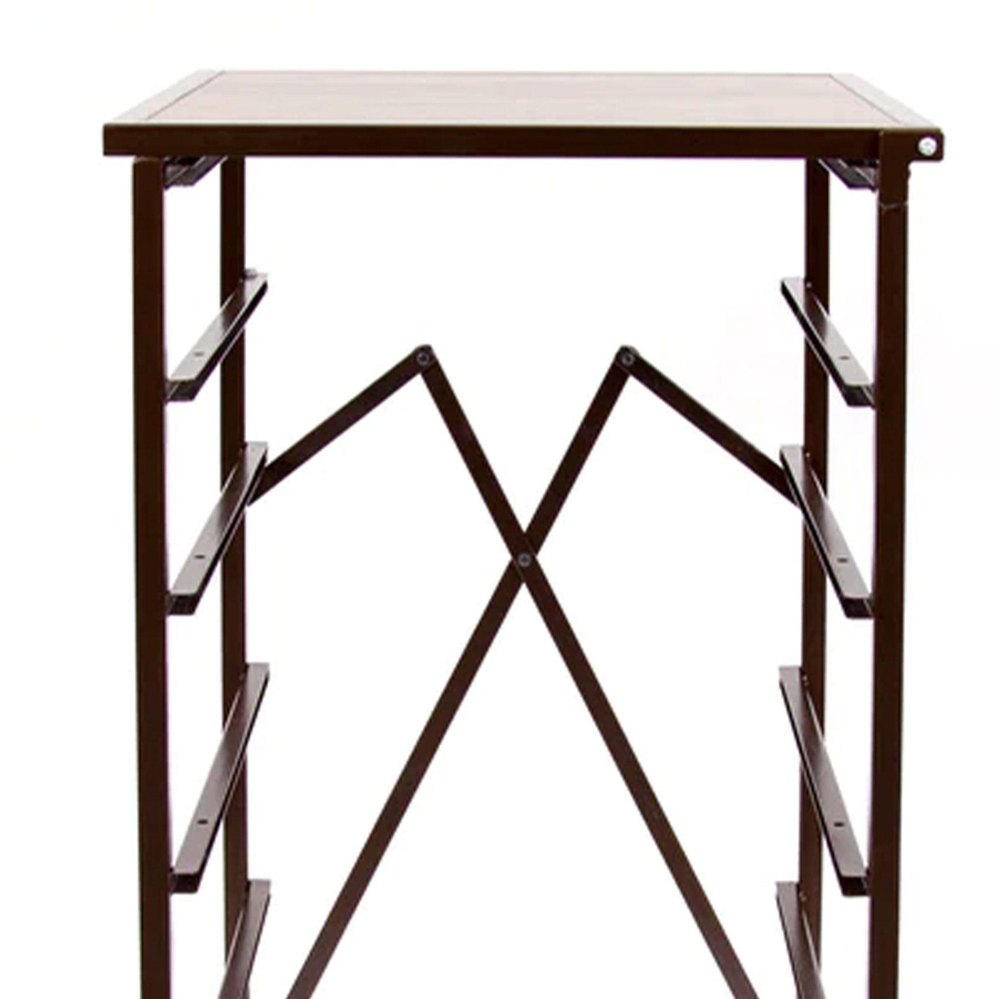 Origami Wheeled Folding Steel 5 Drawer Storage Kitchen Cart Wood Top, Bronze - VMInnovations