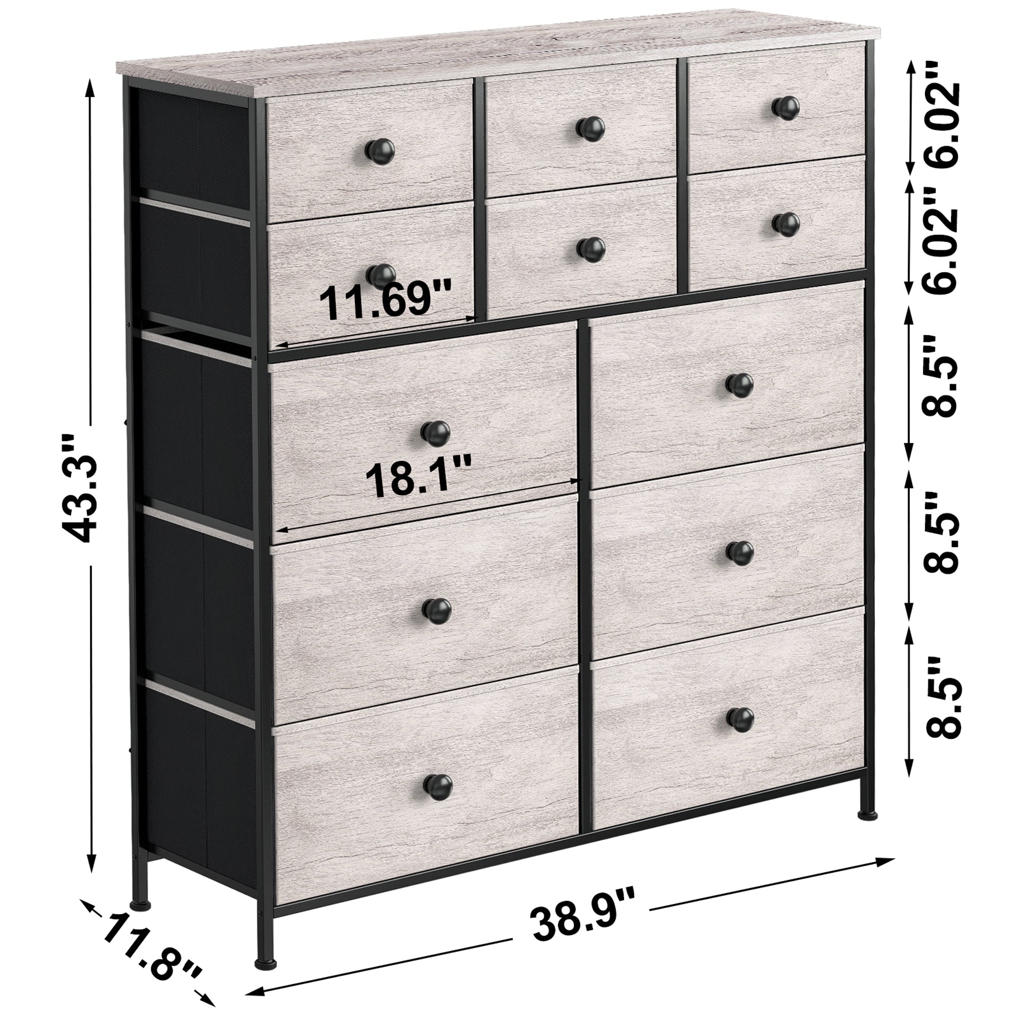 REAHOME 12 Drawer Steel Frame Bedroom Storage Organizer Dresser,Dark Taupe(Used) - VMInnovations